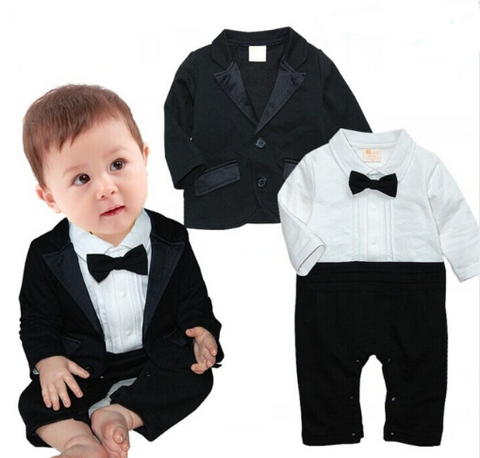 Black and White Gentlemen Romper - Adores Designs