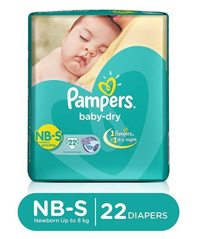 Pampers Baby Dry Diapers Newborn To Small - 22 Pieces