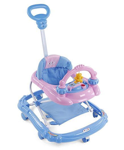Musical Baby Walker With Push Handle - Blue