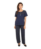 9teenAGAIN Short Sleeve Cotton Maternity Night Suit Set - Blue