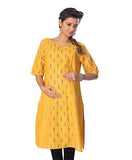 Kriti Three Fourth Sleeves Maternity Nursing Kurti - Yellow