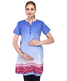 MomToBe Half Sleeves A-Line Maternity Kurti - Blue